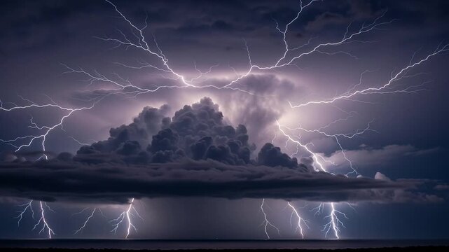 Dramatic stormy weather with lightning strikes 2.