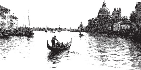 Venice, Italy illustration on a white background. This vector illustration can be used in any size you like for advertising, logos, and other work.  © PanzaDesign