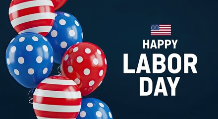 Obraz premium Happy labor day celebration with patriotic balloons