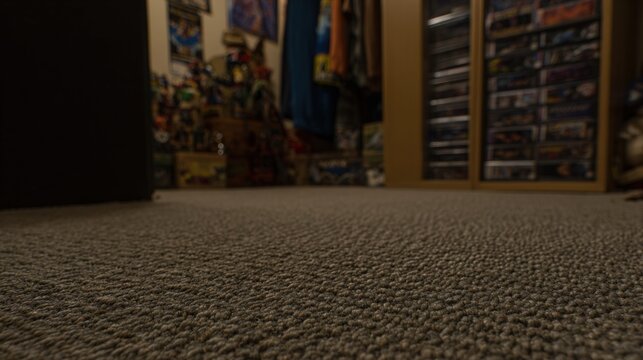 bulge. A thick carpet with a mysterious bulge in the center, suggesting a hidden object beneath its textured surface. wildlife magazines.