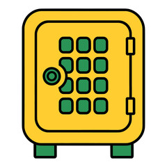Filled Yellow Safe With Green Keypad UI Icon for App UI