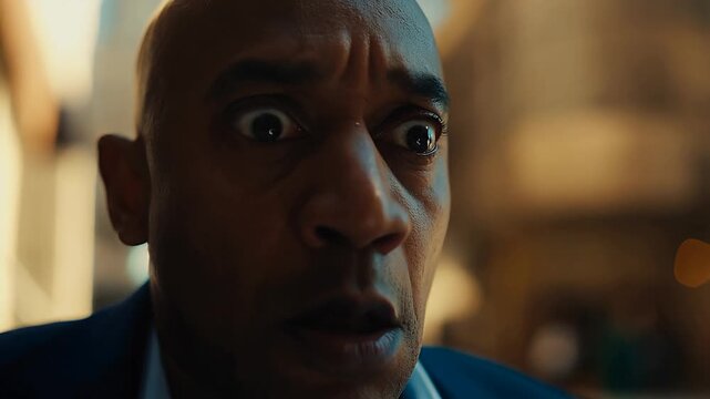 Shocked man's surprised expression, fearful reaction, intense moment shock fear surprise expression, face,.