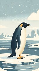 Obraz premium Majestic Emperor Penguin Standing on Ice Floe in Antarctica.