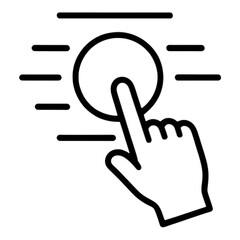 Obraz premium Outline Hand Tapping Circular Button UI Icon for Mobile Interface