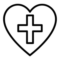 Obraz premium Outline Heart With Cross Symbol UI Icon for App UI