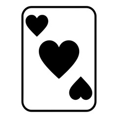 Outline Playing Card with Three Hearts Vector Icon for App UI