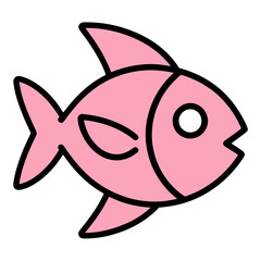 Obraz premium Pink Fish Outline Vector Icon for App UI with Glossy Finish