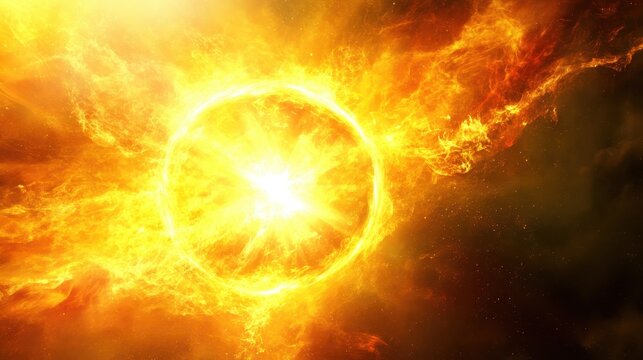 A Brilliant Radiant Solar Flare Erupts from the Sun in the Vast Expanse of Outer Space