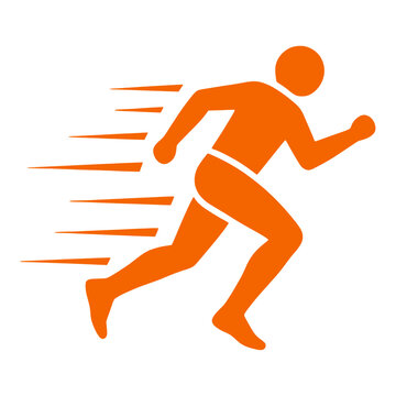 Running Person with Motion Lines Flat Vector Icon for App UI