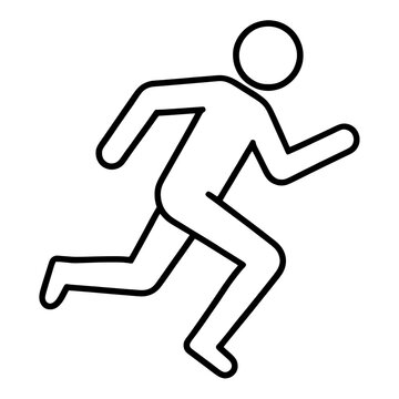 Running Person Outline Vector Icon for App UI with Head Circle