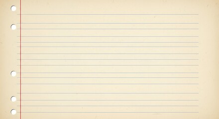 Obraz premium Vintage Lined Notebook Paper with Binder Holes and Faint Texture Showing Erasure Marks and Aged Paper Quality