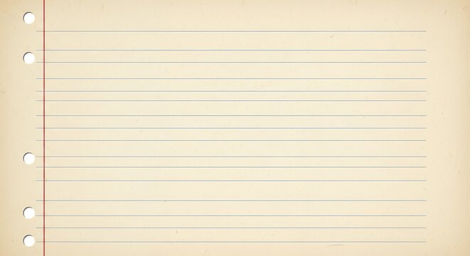 Vintage Lined Notebook Paper with Binder Holes and Faint Texture Showing Erasure Marks and Aged Paper Quality