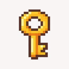 Obraz premium Pixelated golden key illustration.