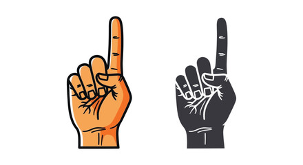 Fototapeta premium Vector illustration set of foam finger icons showing the number one gesture side by side