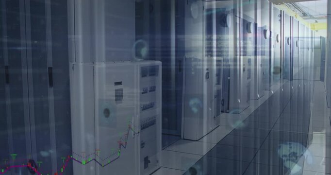 Financial data processing against empty computer server room