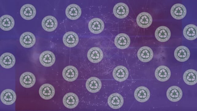 Animation of recycling icons over data processing