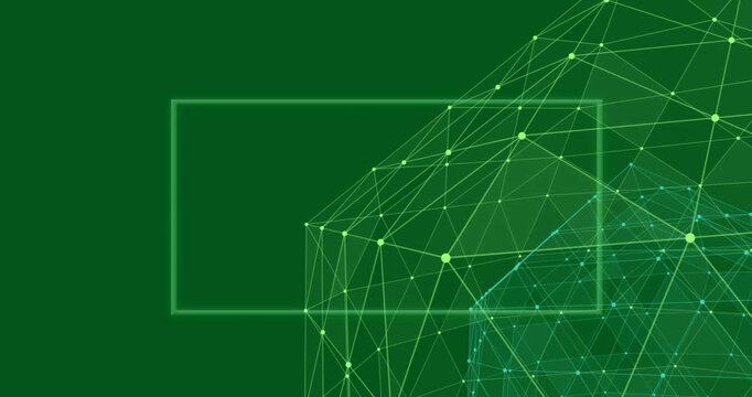 Animation of neon frame over moving shapes