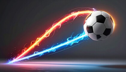 Fototapeta premium soccer ball with light trail on a gradient background