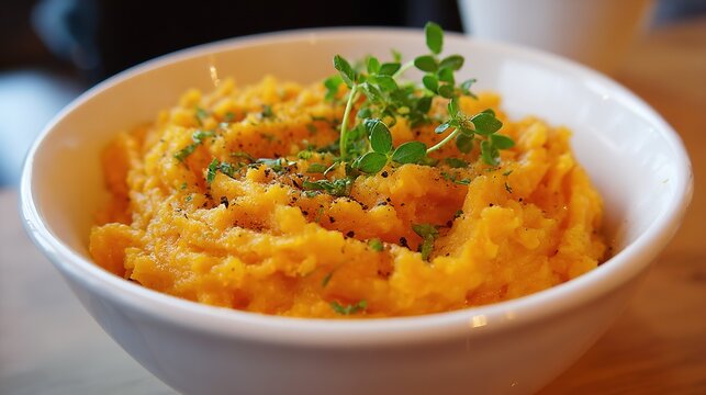 Rustic Stamppot Presentation with Smoked Sausage and Creamy Mustard Delight, Traditional Dutch Comfort Food, Mashed Potatoes Mixed with Kale or Carrots, Topped with Rich Mustard Sauce and Fresh Herbs,