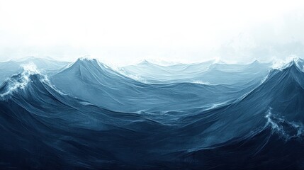 Fototapeta premium Dynamic Deep Blue Ocean Waves Crashing With Powerful Motion Showcasing Untamed Beauty
