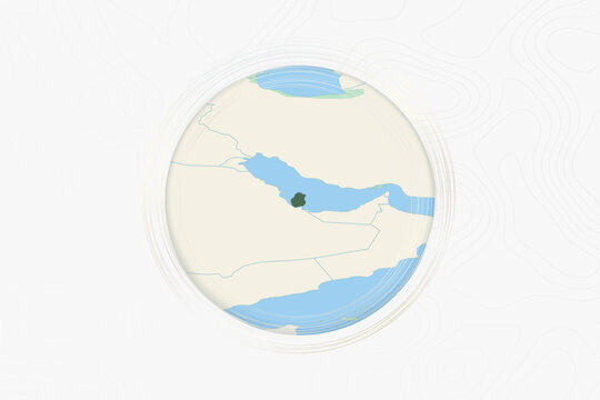 Stylized Map of Qatar with Neighboring Areas.
