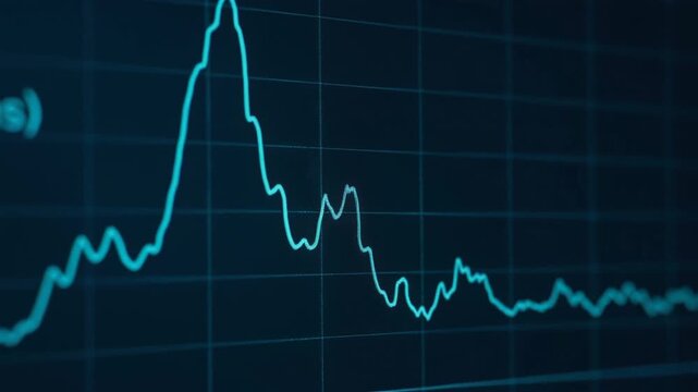 Next gen engineering solution simulation digital twin waveform peak data graph chart on dark grid background for network latency technology analysis
