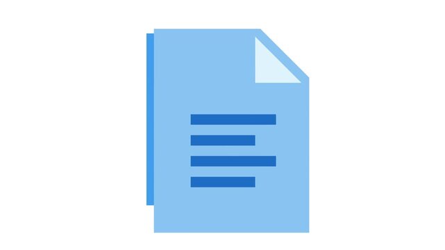 Blue document icon, paper sheet symbol, flat design element, business template