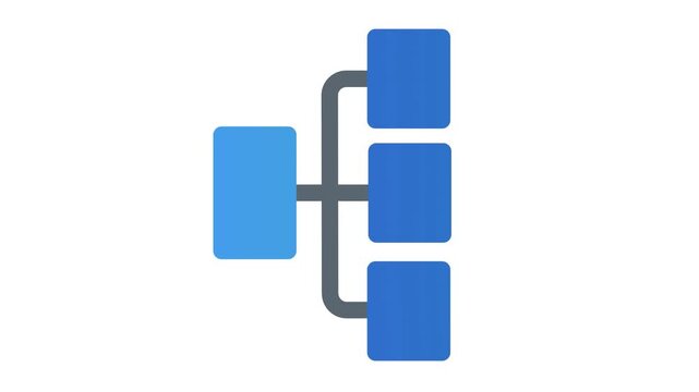 Flowchart, business process diagram, blue blocks, workflow chart, organizational structure