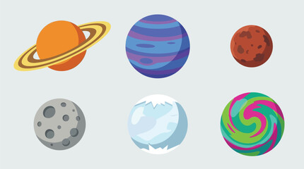 Flat Design Colorful Planets Collection with Different Atmosphere Style Category © snowy