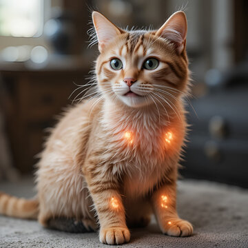 Feline Hyperesthesia Syndrome: The Skin Twitching and Overgrooming - Imagine a cat with highlighted skin showing hypersensitivity, experiencing skin twitching and overgrooming