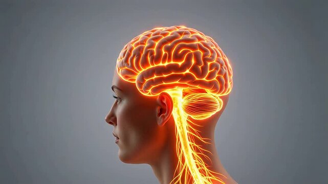 Human brain and nervous system illustration