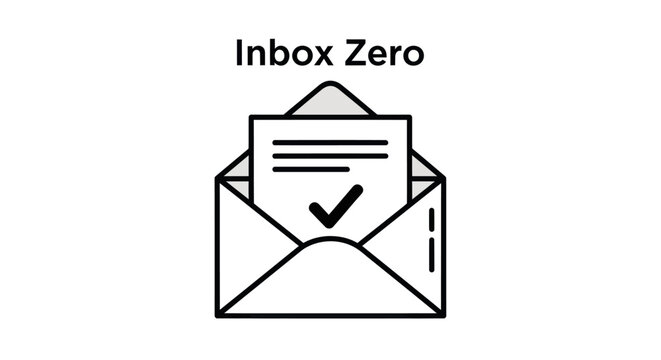 Inbox Zero Concept: Open Envelope with Checkmark on Document.