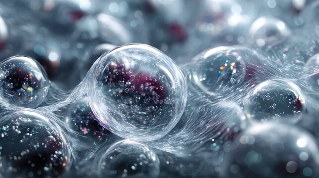 Abstract plastic texture, wrapped bubble wrap, transparent packaging material, light reflection, protection concept background 