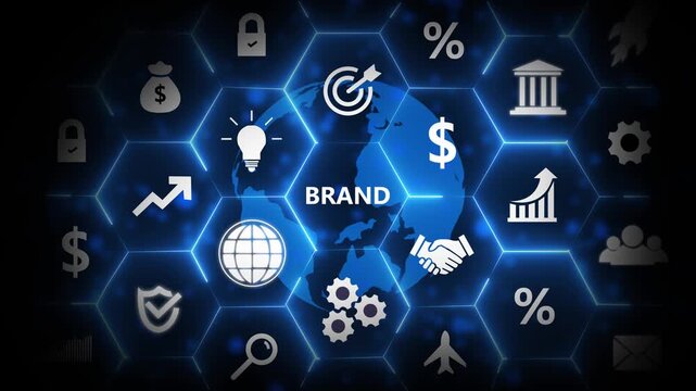 Brand development marketing strategy concept. A brand is a unique identity that distinguishes a company, product, or service through name, logo, design, and reputation