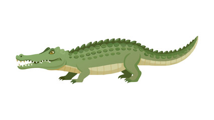 Obraz premium Green Crocodile Wild Reptile Animal Cartoon Illustration