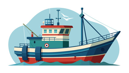 Fototapeta premium Traditional Fishing Boat at Sea Maritime Industry