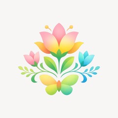 Naklejka premium Colorful floral butterfly illustration