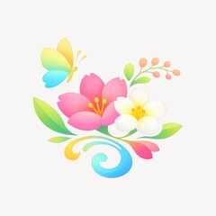 Naklejka premium Colorful floral butterfly design