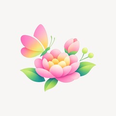 Naklejka premium Colorful butterfly and flower illustration.