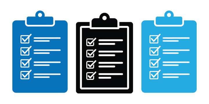 Checklist clipboard icon. note pad icon.