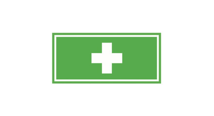 Obraz premium First Aid Medical Cross Green Emergency Sign