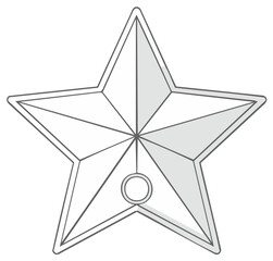 Obraz premium Outline of a Star Ornament with Inner Lines and Hanging Ring