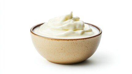 Creamy Indulgence: A close-up shot of a pristine bowl brimming with freshly whipped cream, its peaks and swirls hinting at a delightful texture.