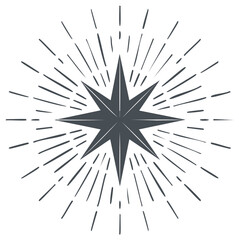 Obraz premium Graphic representation of a stylized eight-pointed starburst emblem with radiating lines
