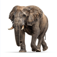 Obraz premium African elephant walking forward 1 – made with generative AI - white background - PNG