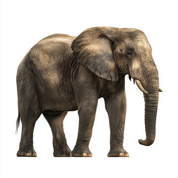 African elephant walking forward 2 &ndash; made with generative AI - white background - PNG