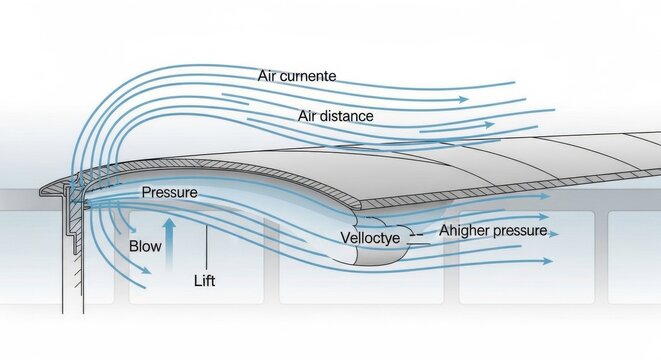 Bernoulli's Principle Diagram: Airflow and Lift on an Airfoil