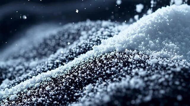 Closeup of granular substance in motion
