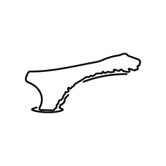 Fototapeta premium A simple black line drawing of a dinosaur head in profile view on a white background, illustration for commercial use, educational purposes, or decorative design.