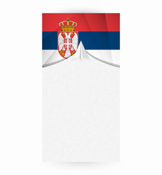 Travel to Serbia, Stylish Travel Banner with Flag and Paper Airplane.